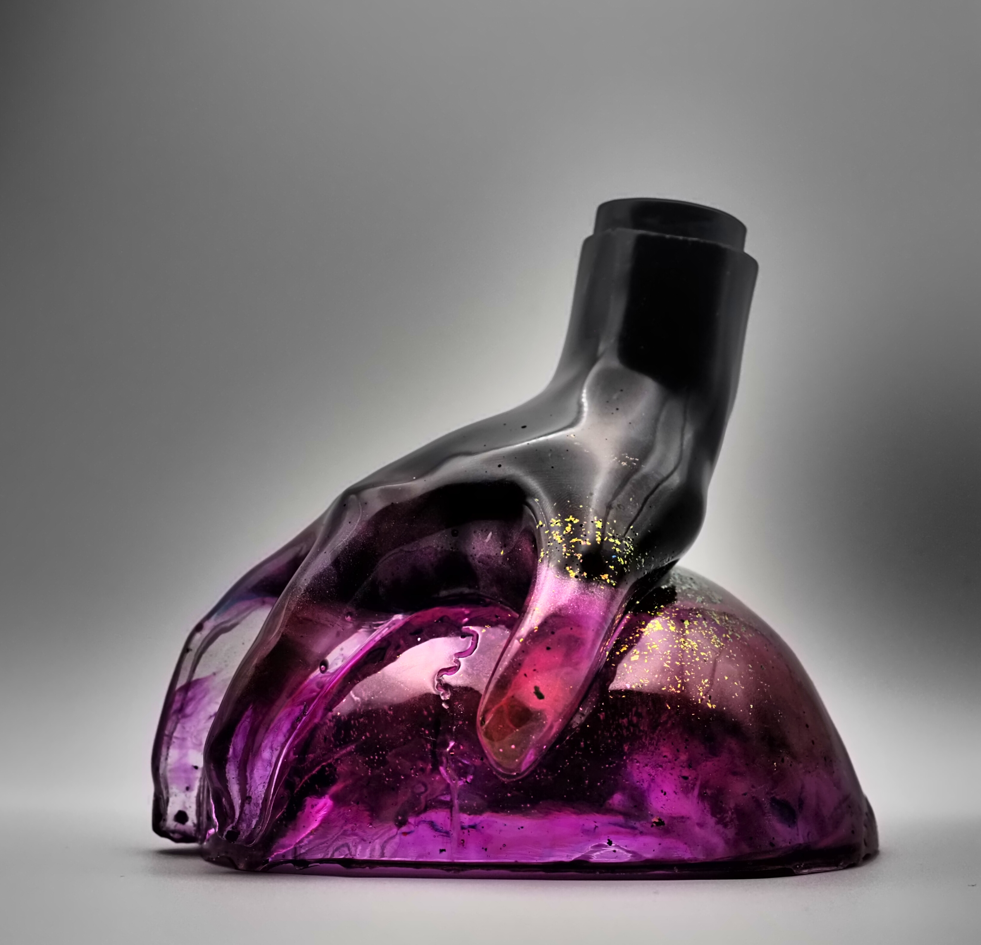  Cracked Open black and pink resin hand tray 