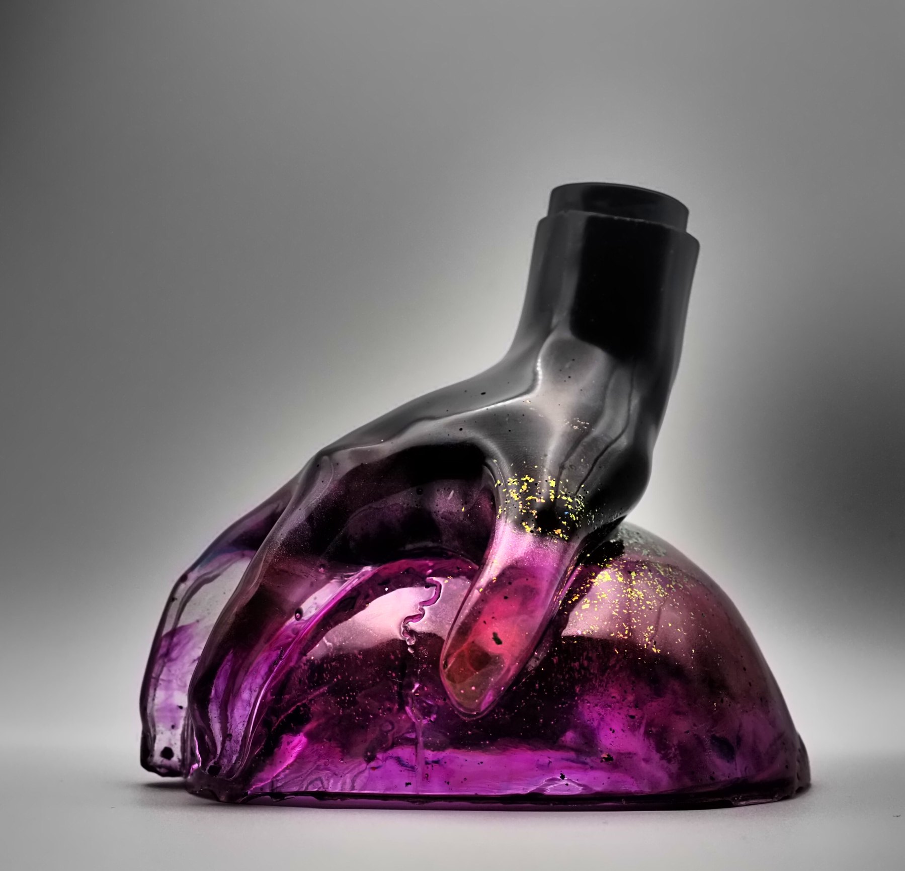 Cracked Open black and pink resin hand tray