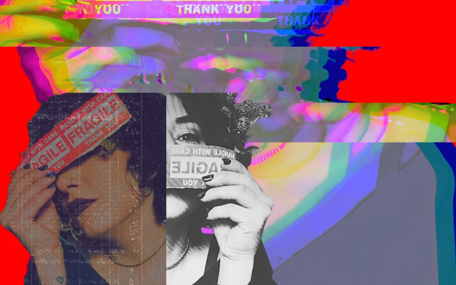 Layered Epoch Cure collage marked Fragile and Handle With Care